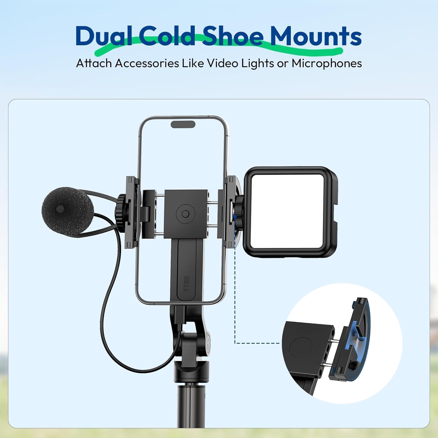 G-OUSSVE | TT88 Magnetic Tripod for iPhone 17, 57" Extendable Selfie Stick w Remote, 2-in-1 Phone Clip & Dual Cold Shoe Mounts-Lightweight Phone Tripod Stand for Vlogging, Travel, Video Recording