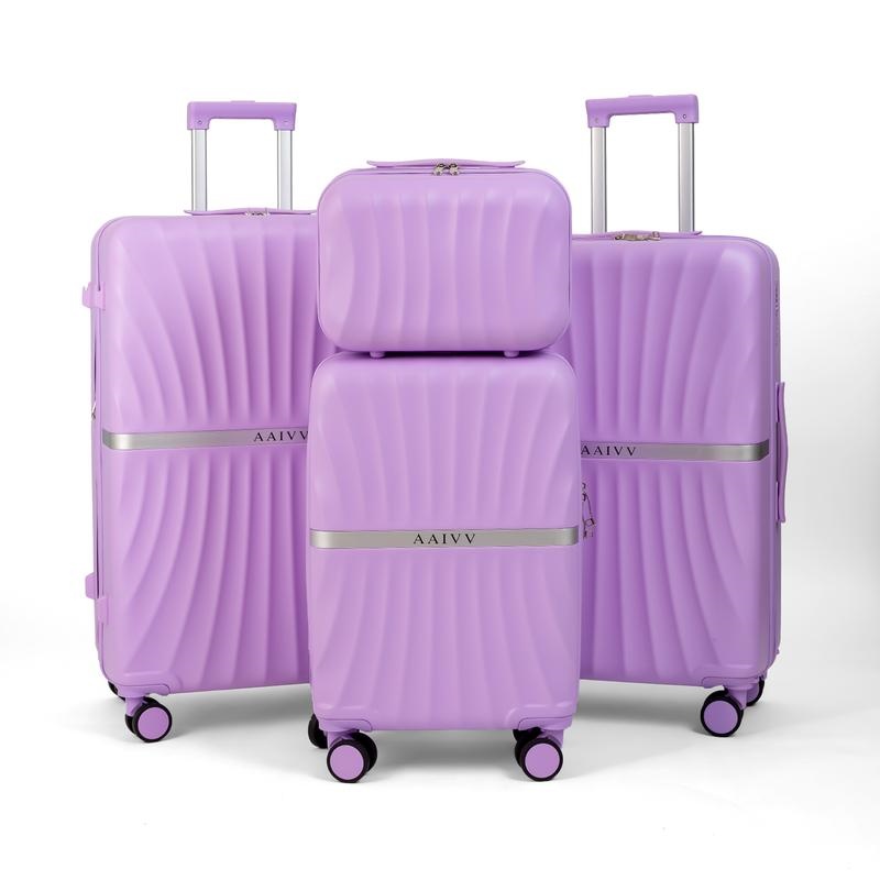 G-OUSSVE | 4 Piece Expandable Luggage Sets, ABS Travel Suitcase Set with Double Spinner Wheels, TSA Lock Hardshell Durable Traveling Bag Luggage Sets (13/20/26/28in) Gift for Back to School