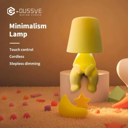 G-OUSSVE｜Cute Doll Design Table Lamp, 1 Count USB Rechargeable 3-level Dimmable Night Light, Decorative Light for Bedroom, Living Room, Office
