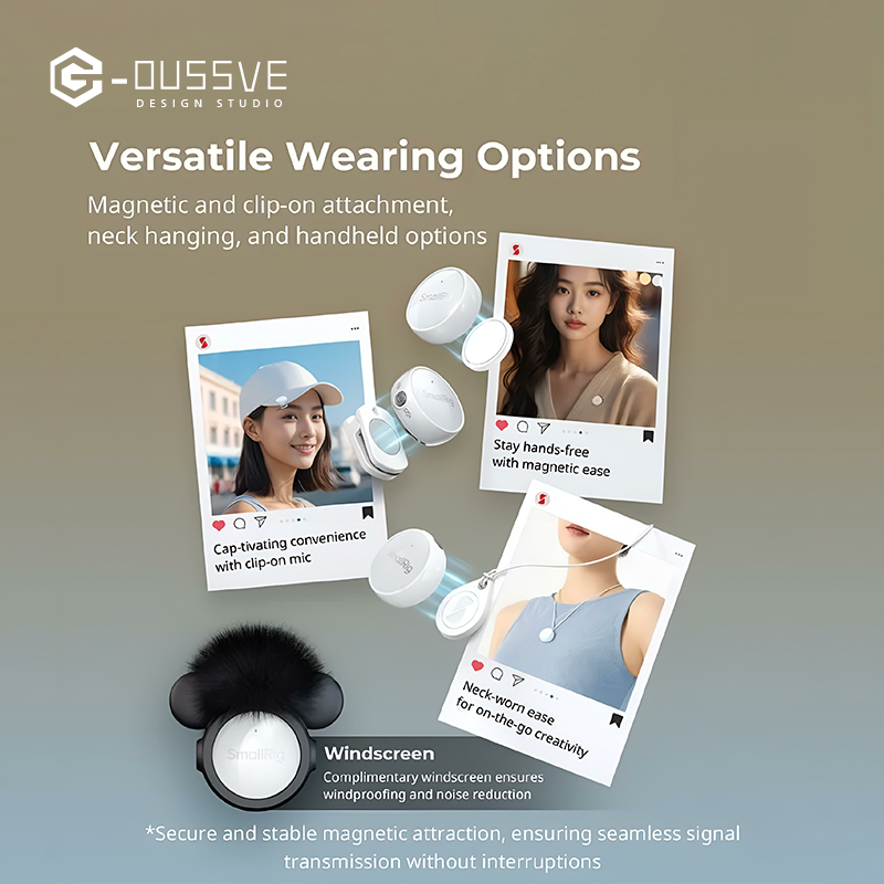 G-OUSSVE | SmallRig S60 USB-C Wireless Mic,Magnetic Clip Pro Kit for iPhone 15/16 Pro & Android,44H Studio Sound with Noise Cancelling, Crystal Clear Audio,Compact,Lightweight Design Lavalier Microphone for Vlog, Live Streaming, Content Creation 4706/4934