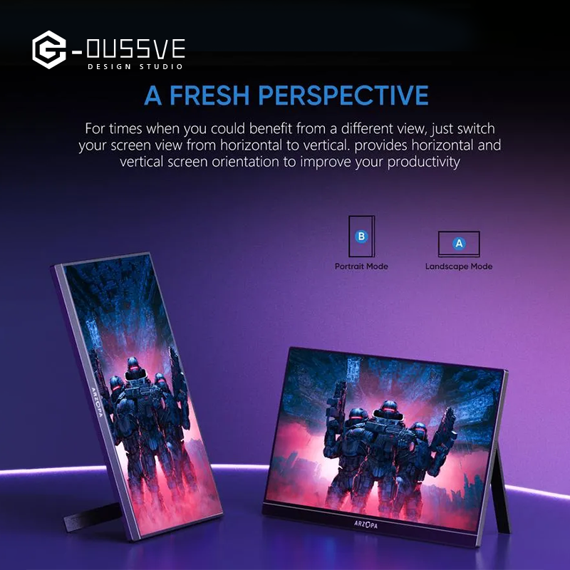 G-OUSSVE |  16.1'' 100% sRGB 144Hz&60Hz Portable Gaming Monitor 1080P FHD Kickstand Portable Monitor External Second Screen for Laptop,PC,PS5,Xbox,Switch