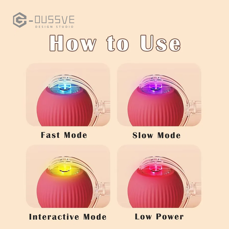 G-OUSSVE｜Interactive Cat Toys for Indoor Cats, Pet Interactive Dog Ball, Pet Smart Chase Ball, Moving Cat Toys