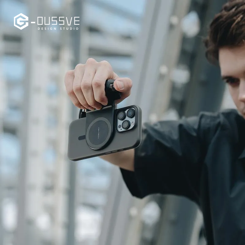G-OUSSVE|MagCam Phone Grip Kit, 3-in-1 Mobile Phone Grip with MagSafe Wireless Charging/Detachable Bluetooth Remote, Built in Powerbank, Phone Stand