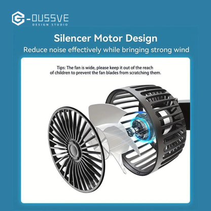 G-OUSSVE | Mother's Day Gift, Adjustable Car Backseat Fan, 1 Count Summer Essential Double-head Electric Fan with Seat Clip, Strong Wind Rear Seat Back 360 Degrees Rotation Large Air Volume Fan, Men Gifts