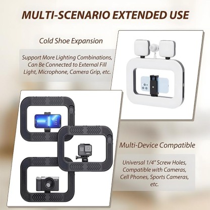 Rechargeable Handheld Beauty Fill Light, Expandable bracket,Selfie Tripod,Adjustable Extendable Foldable Phone Holder, for Streaming, Live Recording, Video Photography, Light Size: 11.61x8.58inc