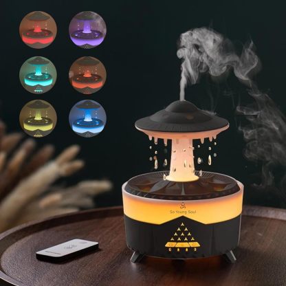 Cloud Rain Humidifiers Essential Oil Diffuser with 7 Colors nightlights Aromatherapy Diffuser Desk Fountain for Relaxing Mood Waterdrop Sound Rain Drop Diffuser Rain Sound Lamp 350 ml