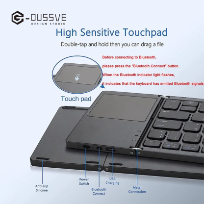 G-OUSSVE｜Ultra-thin Wireless Mini Bluetooth-compatible Keyboard, Foldable & Simple Design Tablet Keyboard for Household & Office