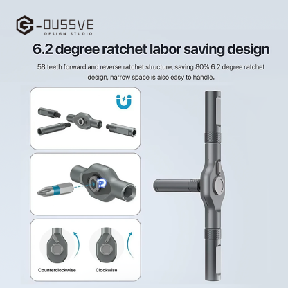 G-OUSSVE | Magnetic Screwdriver Set, Multifunctional Screwdriver Set with Detachable T-shaped Ratchet Handle, Household Maintenance Tool Kit
