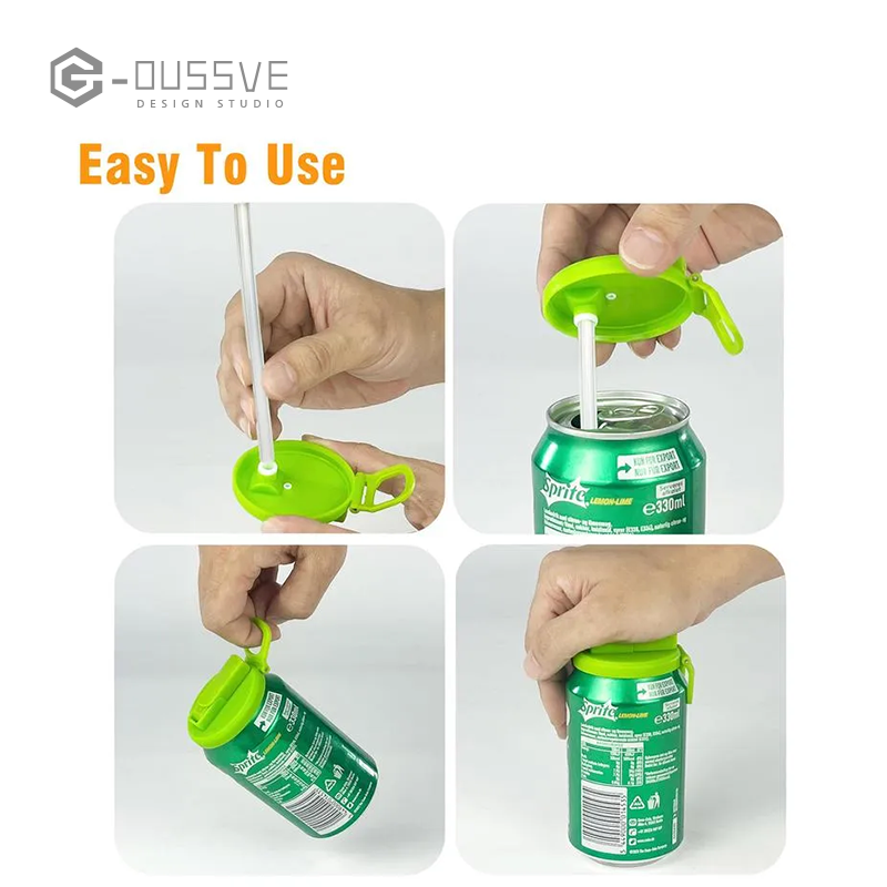 G-OUSSVE | Soda Can Lids with Straw, Silicone Straws Soda ​ Can Covers, Straw Soda Can Lid, BPA-Free, Reusable for can covers for soda, Beverage, Juice,Seltzer
