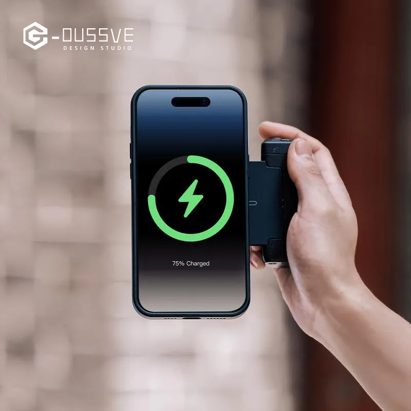 G-OUSSVE|MagCam Phone Grip Kit, 3-in-1 Mobile Phone Grip with MagSafe Wireless Charging/Detachable Bluetooth Remote, Built in Powerbank, Phone Stand