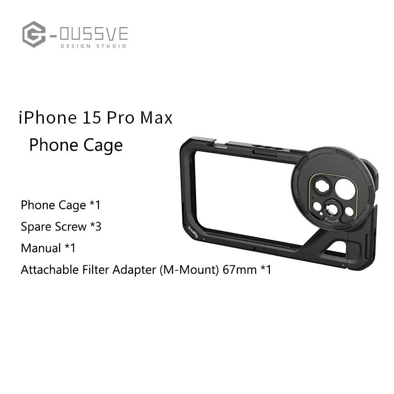 G-OUSSVE｜Brandon Li Mobile Video Kit for iPhone15 Pro Max Co-Design Edition with Wireless Quick Release Dual Handles VND Phone Filter and Filter Adapter for Video Content Creator-  4407,Phone Cage for iPhone 15 Pro