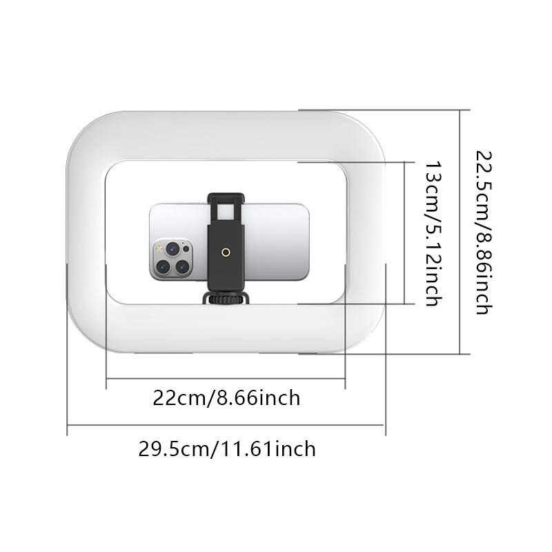 Rechargeable Handheld Beauty Fill Light, Expandable bracket,Selfie Tripod,Adjustable Extendable Foldable Phone Holder, for Streaming, Live Recording, Video Photography, Light Size: 11.61x8.58inc
