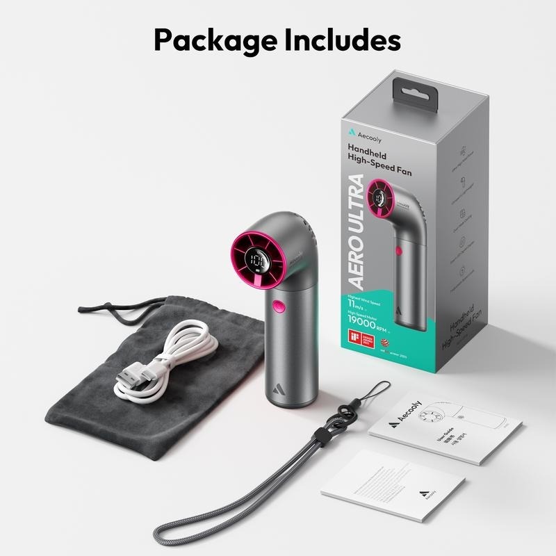 Portable Handheld Fan, Powerful Turbo Mini Fan, 19000 RPM High Speed Aero Ultra, 15H Max Cooling Time, 7 Speeds Aluminum Case, Pocket Rechargeable Personal Small Travel GIfts for Women, FathersDayGift