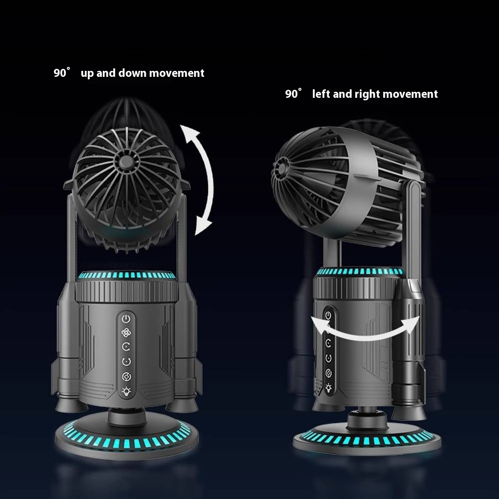 G-OUSSVE Rocket Desktop Fan Multifunctional Creative RGB Colorful Silent Fan Dual Drive Spray System Ornament Fan