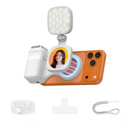 G-OUSSVE | Magnetic Handheld Grip Phone Stand Camera Assistant with LED Fill Light, Magnetic Ring and Phone Case, Compatible with iOS 26/iOS 18/iOS 17, Ergonomic Grip, One-Tap Camera, Rechargeable Remote, Ideal for Photography Enthusiasts