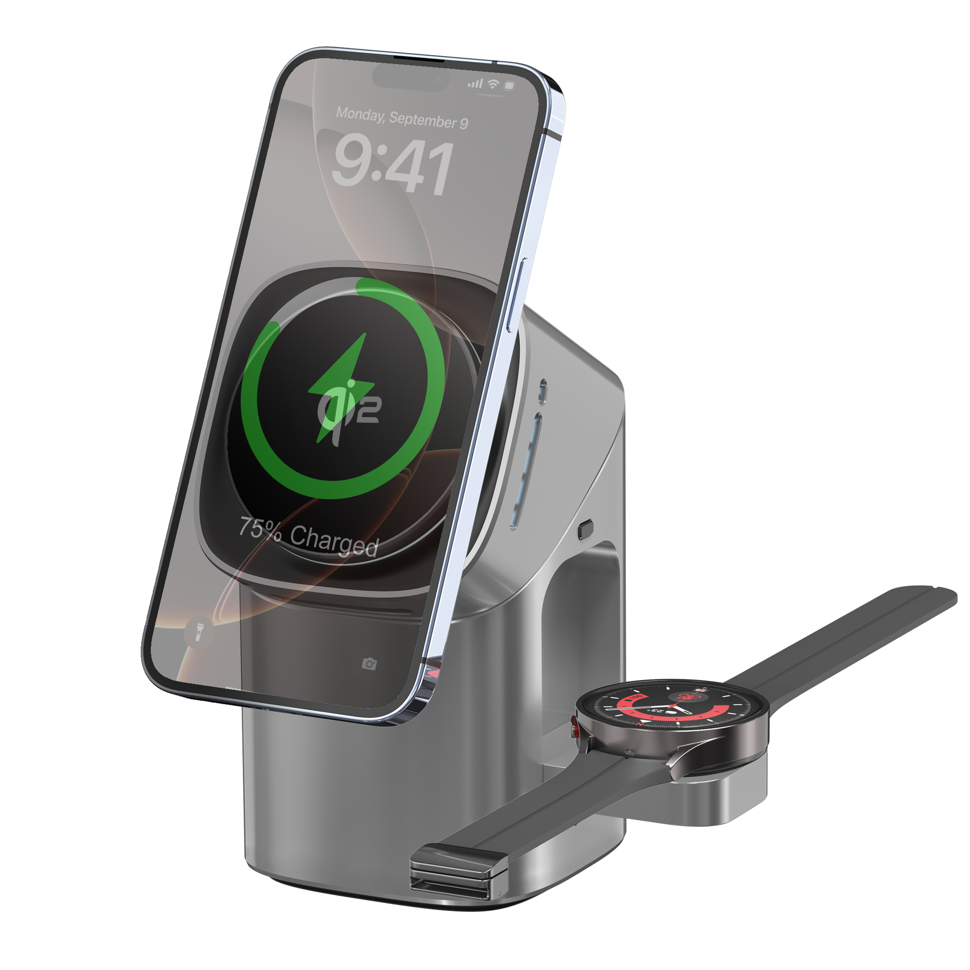 G-OUSSVE | 65W Qi2 wireless charger magnetic fast charging iPhone watch Samsung watch automatic rotating touch charging station