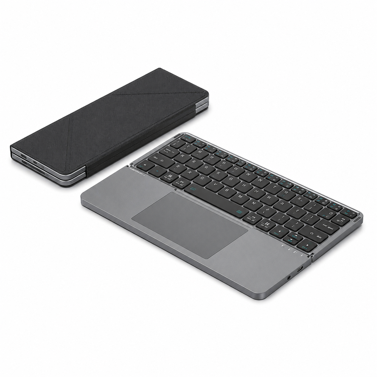 G-OUSSVE Portable Wireless BT Foldable Keyboard New Detachable Leather Stand for Tablet Phone Touch Typing Mini Keyboard with Ergonomic Design , External Keyboard, Ergonomic Keyboard Pad 