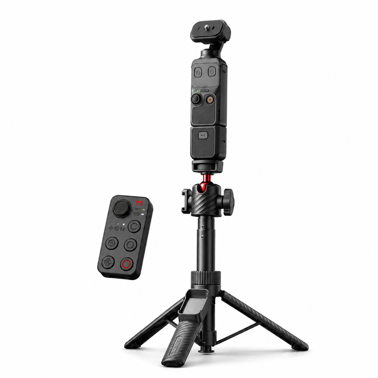 G-OUSSVE Remote-Control Selfie Stick & Tripod for Pocket and Action Cameras, 66cm Extension Pole with Detachable Remote