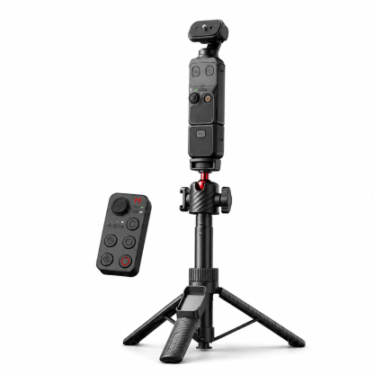 G-OUSSVE Remote-Control Selfie Stick & Tripod for Pocket and Action Cameras, 66cm Extension Pole with Detachable Remote