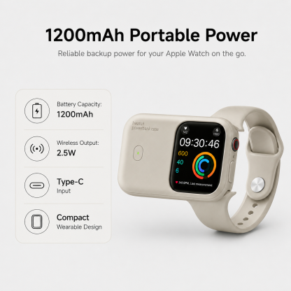 G-OUSSVE 1200mAh Magnetic Wireless Power Bank for Apple Watch – Portable Type-C Rechargeable Charger