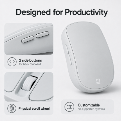 G-OUSSVE Rechargeable Sliding Wireless Mouse – Compact Portable Mouse with Silent Clicks, USB-C Charging & 2.4GHz Wireless