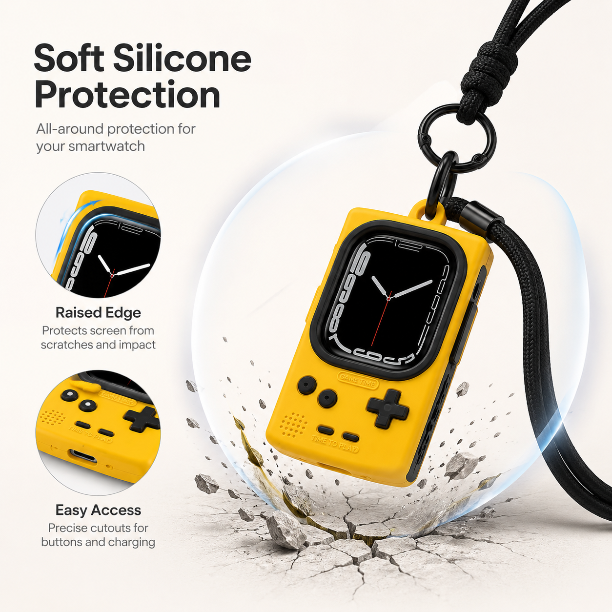 G-OUSSVE Retro Game Console Apple Watch Case with Lanyard