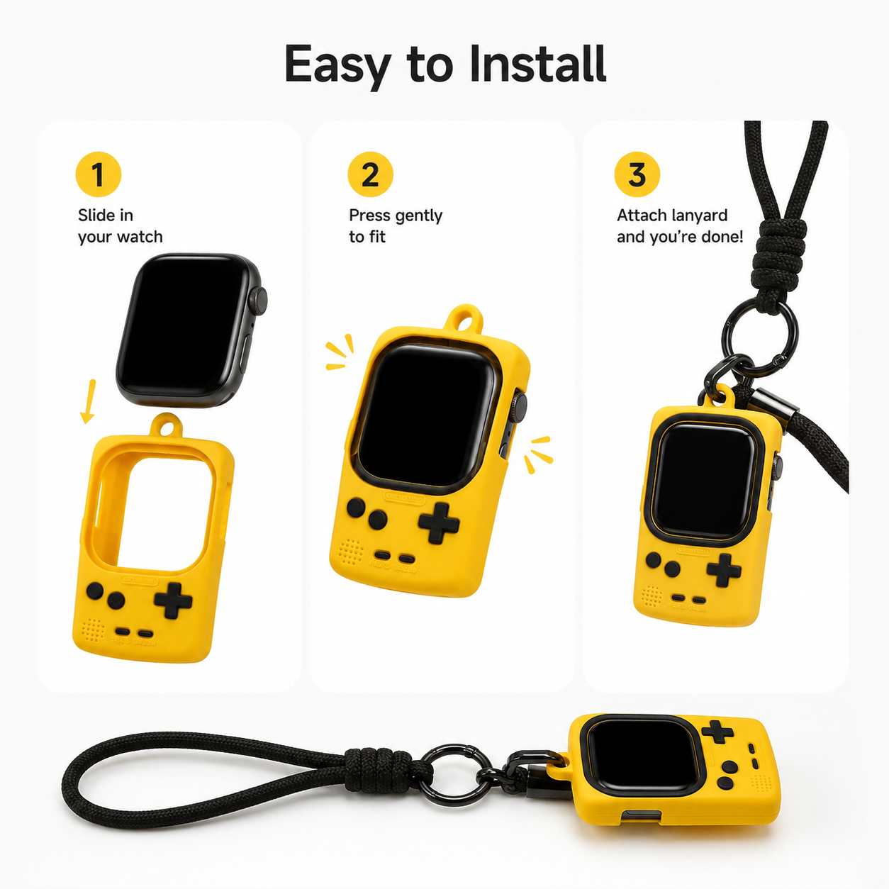 G-OUSSVE Retro Game Console Apple Watch Case with Lanyard