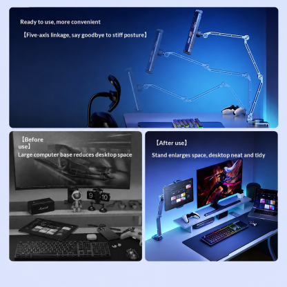 G-OUSSVE | Tablet Stand for iPad, Adjustable Aluminum Phone Holder with Magnetic Head & Plastic Clamp, 360° Rotation Bed Mount Compatible with 4-13" Devices
