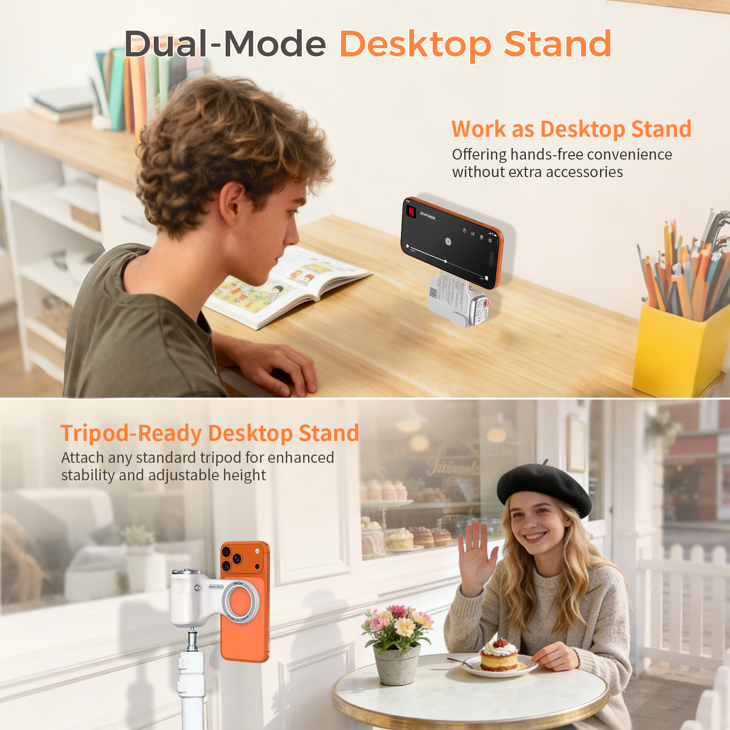 G-OUSSVE | Magnetic Handheld Grip Phone Stand Camera Assistant with LED Fill Light, Magnetic Ring and Phone Case, Compatible with iOS 26/iOS 18/iOS 17, Ergonomic Grip, One-Tap Camera, Rechargeable Remote, Ideal for Photography Enthusiasts