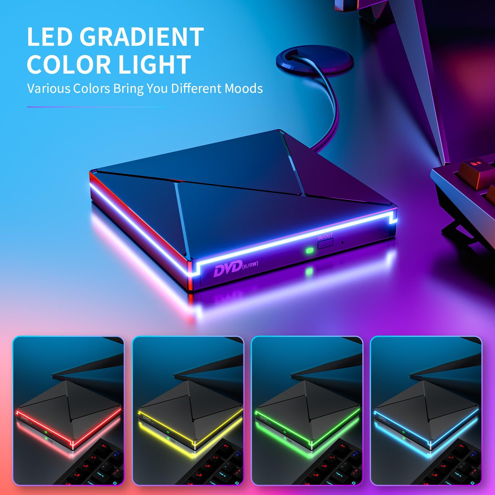 G-OUSSVE | External Laptop DVD Player USB C 3.0 Portable CD Burner - Compatible with Mac, Windows 11/10/8/7, Ideal for Bringing Back Memories,Christmas gift