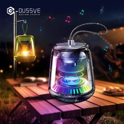 G-OUSSVE | Portable Wireless Speaker, USB Rechargeable Bluetooth-compatible Speaker with RGB Dimmable Light, Outdoor Waterproof Speaker for Home Party Outdoor Beach