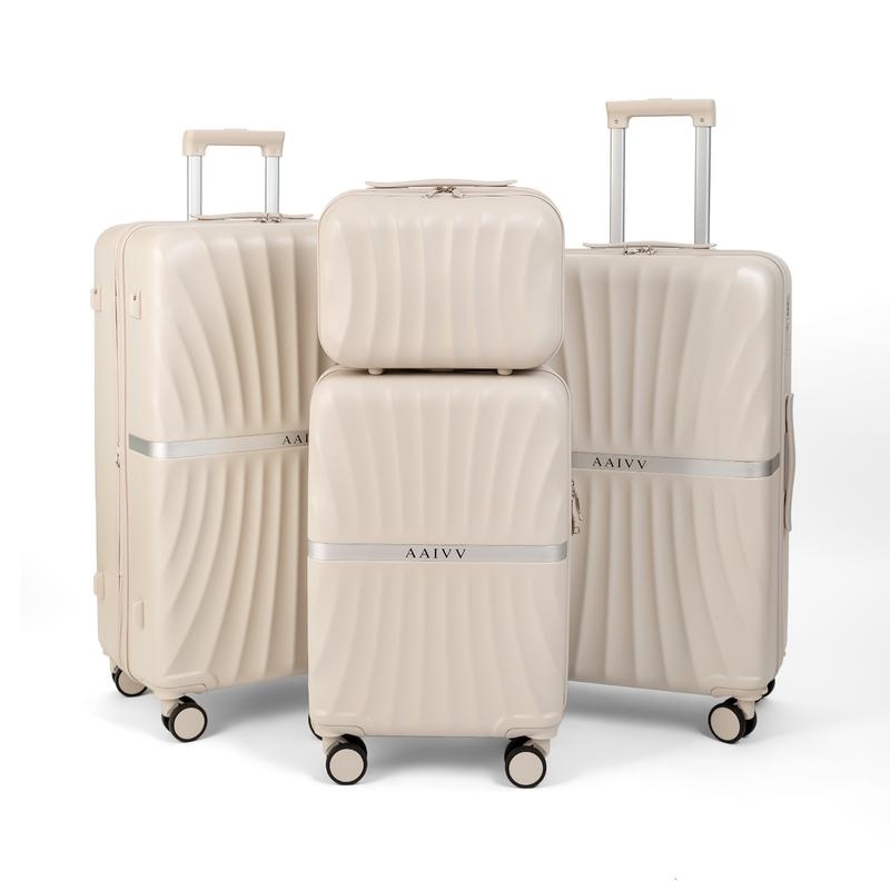 G-OUSSVE | 4 Piece Expandable Luggage Sets, ABS Travel Suitcase Set with Double Spinner Wheels, TSA Lock Hardshell Durable Traveling Bag Luggage Sets (13/20/26/28in) Gift for Back to School