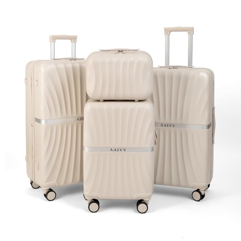 G-OUSSVE | 4 Piece Expandable Luggage Sets, ABS Travel Suitcase Set with Double Spinner Wheels, TSA Lock Hardshell Durable Traveling Bag Luggage Sets (13/20/26/28in) Gift for Back to School