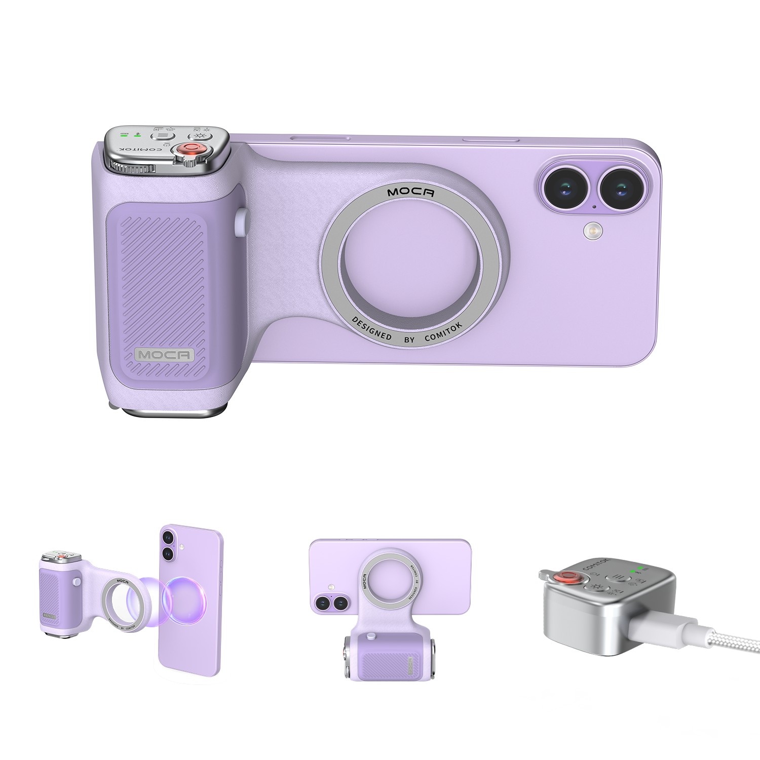 G-OUSSVE | Handheld Grip Phone Stand Camera Assistant with LED Fill Light 2-in-1, Compatible with iOS 26/iOS 18, Ergonomic Grip, One-Tap Camera, Rechargeable Remote, Ideal for Thanksgiving & Christmas Gift for Photography Enthusiasts