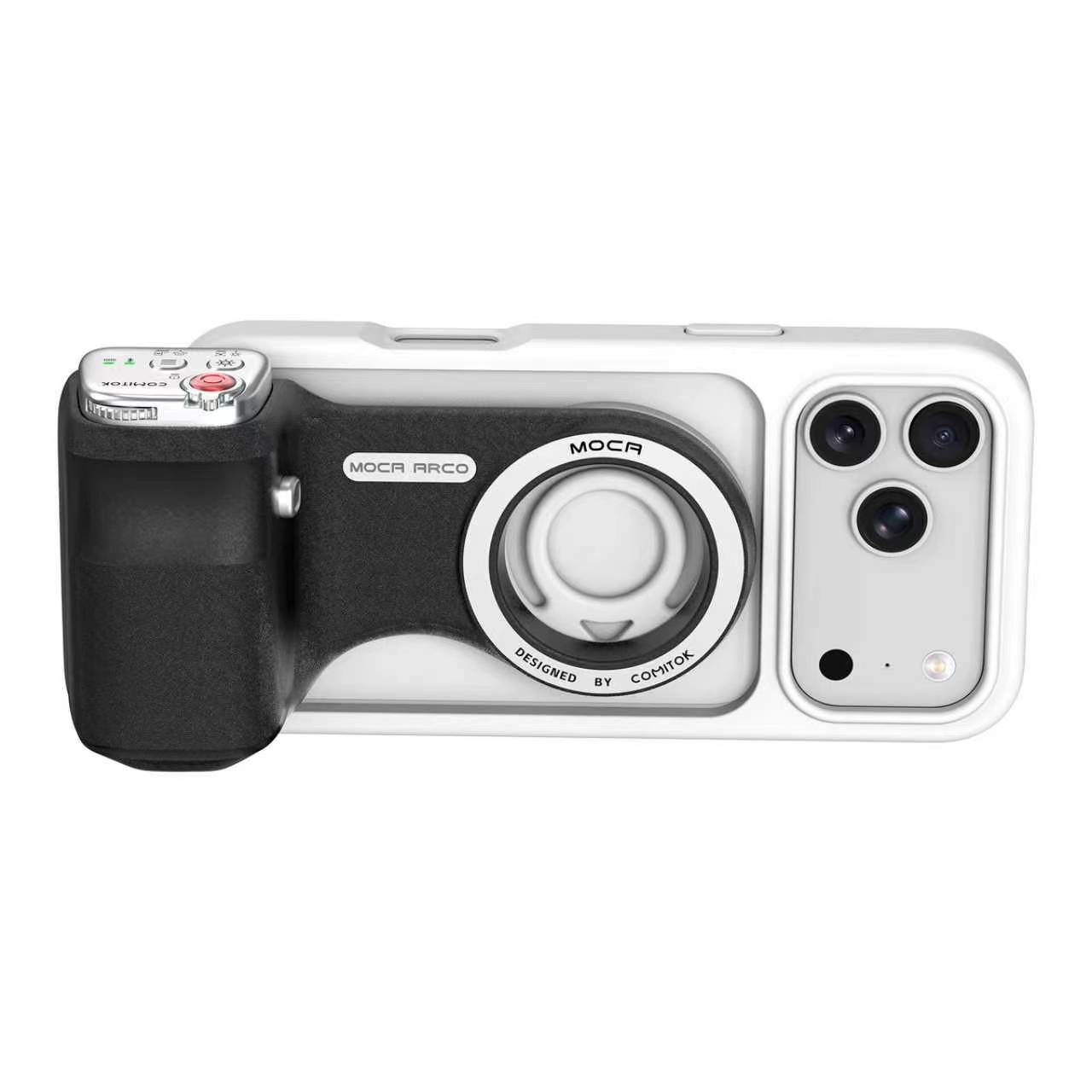 G-OUSSVE | Magnetic Handheld Grip Phone Stand Camera Assistant with LED Fill Light, Magnetic Ring and Phone Case, Compatible with iOS 26/iOS 18/iOS 17, Ergonomic Grip, One-Tap Camera, Rechargeable Remote, Ideal for Photography Enthusiasts