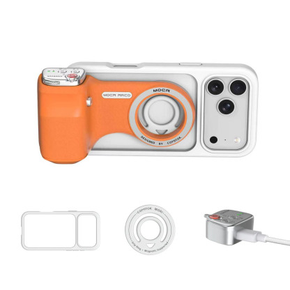 G-OUSSVE | Magnetic Handheld Grip Phone Stand Camera Assistant with LED Fill Light, Magnetic Ring and Phone Case, Compatible with iOS 26/iOS 18/iOS 17, Ergonomic Grip, One-Tap Camera, Rechargeable Remote, Ideal for Photography Enthusiasts