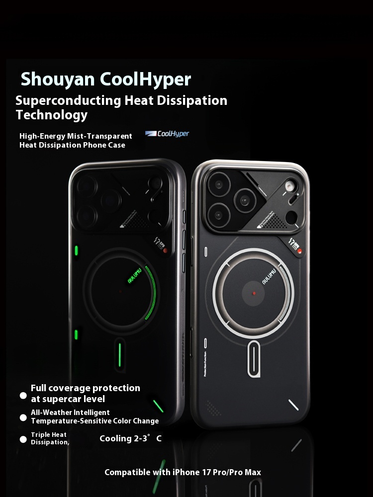 Compatible with Apple iPhone 17 Pro Max Phone Case, High Energy Mist Phone Case Night Glow Semi-Transparent Matte Camera Button Full Protection Anti-Drop Magnetic Phone Case MagSafe Protective Case Cover