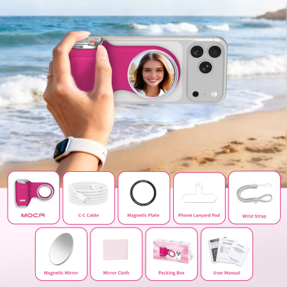 G-OUSSVE | Magnetic Handheld Grip Phone Stand Camera Assistant with LED Fill Light 2-in-1, Compatible with iOS 26/iOS 18, Ergonomic Grip, One-Tap Camera, Rechargeable Remote, Ideal for Thanksgiving & Christmas Gift for Photography Enthusiasts