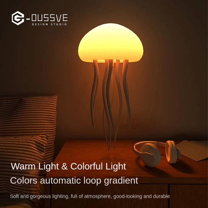 G-OUSSVE｜Jellyfish Lamp Night Mood Light with Sound Controlled Design Birthday Holiday Christmas Gifts for Boys Girls Men Women Home Office Decoration