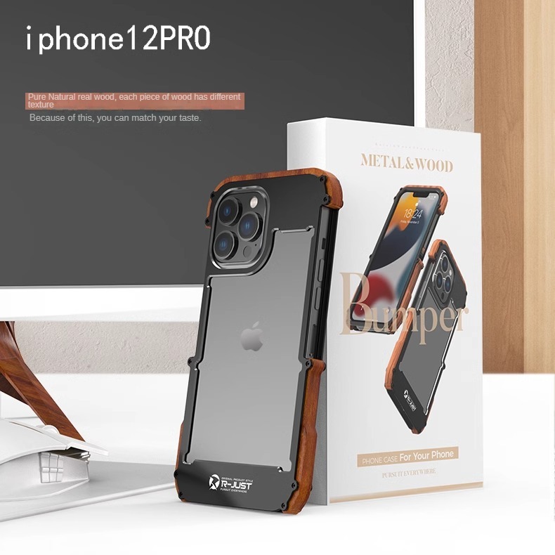 G-OUSSVE｜Protective Case with Metal Frame for Iphone14 Mobile Phone Case, Apple 15pro13promax Solid Wood Case, Plus Lens All-inclusive, Anti-fall and Heat Dissipation, 11 Advanced Sense Lens All-inclusive-BGOODSHOP