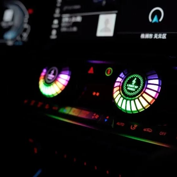 Car Aromatherapy Air Outlet, Car Atmosphere Light, Car Perfume 3D Pickup, RGB Voice-controlled Rhythm Light App control