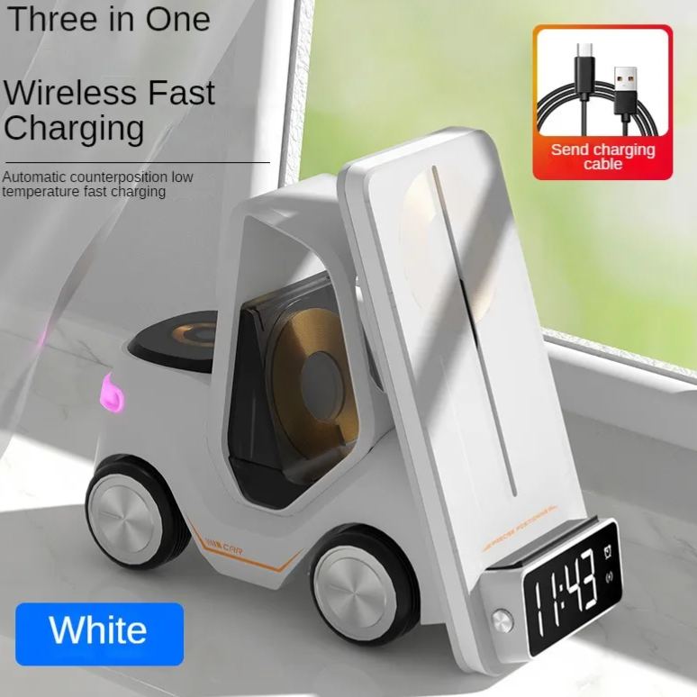Wireless Fast Charging Creative Car Shape Design Multifunctional Alarm Clock Cool Atmosphere Lamp