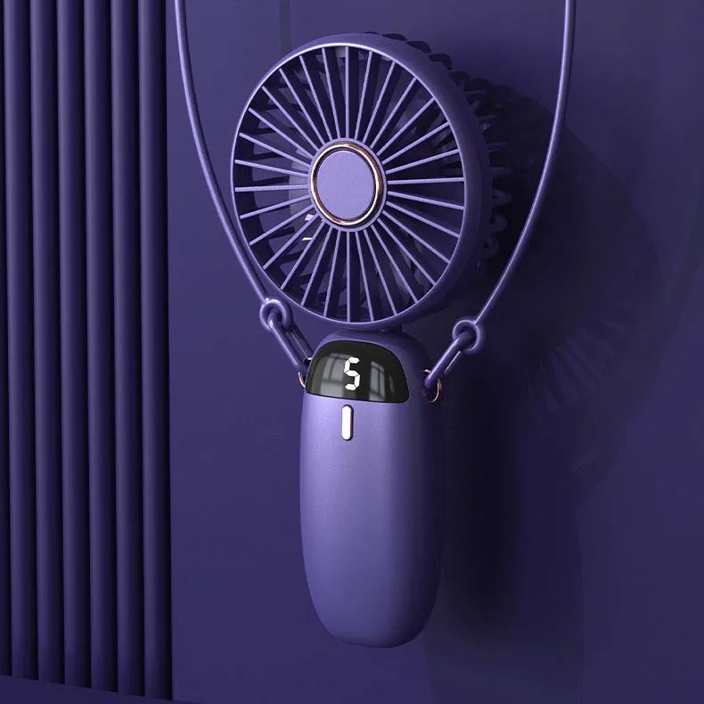 G-OUSSVE｜Handheld USB Rechargeable Fans with 5 Speeds Foldable Desk Desktop Fans with LED Display for Home Office Bedroom Outdoor Travel