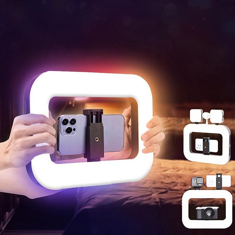 G-OUSSVE｜Circular handheld photography fill light,Rechargable handheld beatuty fill light,Expandablebracket,Selfie Tripod,Adjustable Extendable Foldable Phoneholder,photography and video recording,professional outdoor shooting,handheld lighting light