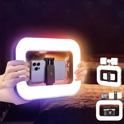 G-OUSSVE｜Circular handheld photography fill light,Rechargable handheld beatuty fill light,Expandablebracket,Selfie Tripod,Adjustable Extendable Foldable Phoneholder,photography and video recording,professional outdoor shooting,handheld lighting light