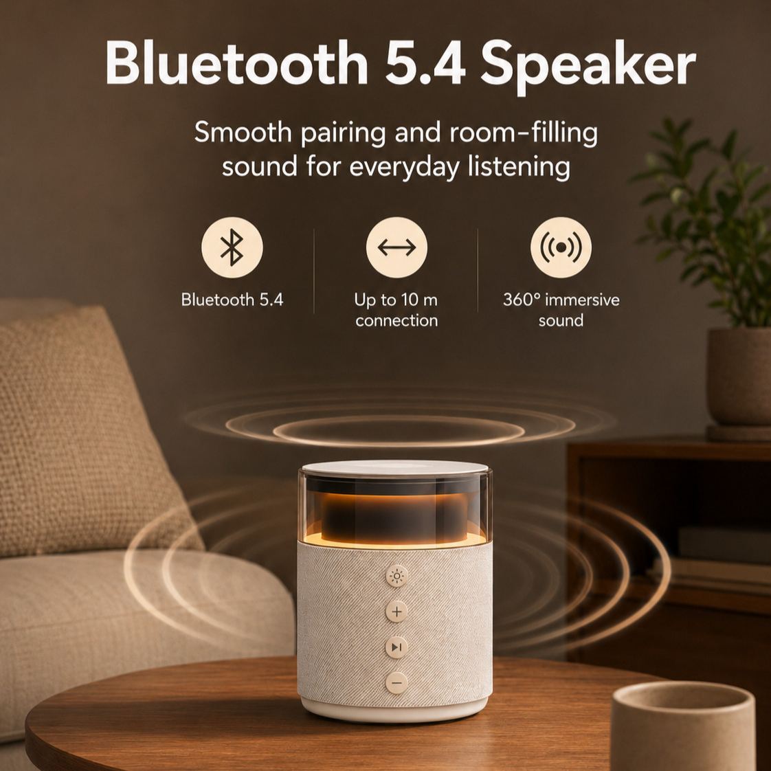 G-OUSSVE 3-in-1 Magnetic Wireless Charging Speaker, Bluetooth Speaker, 15W iPhone Charger, Warm Night Light & Device Stand
