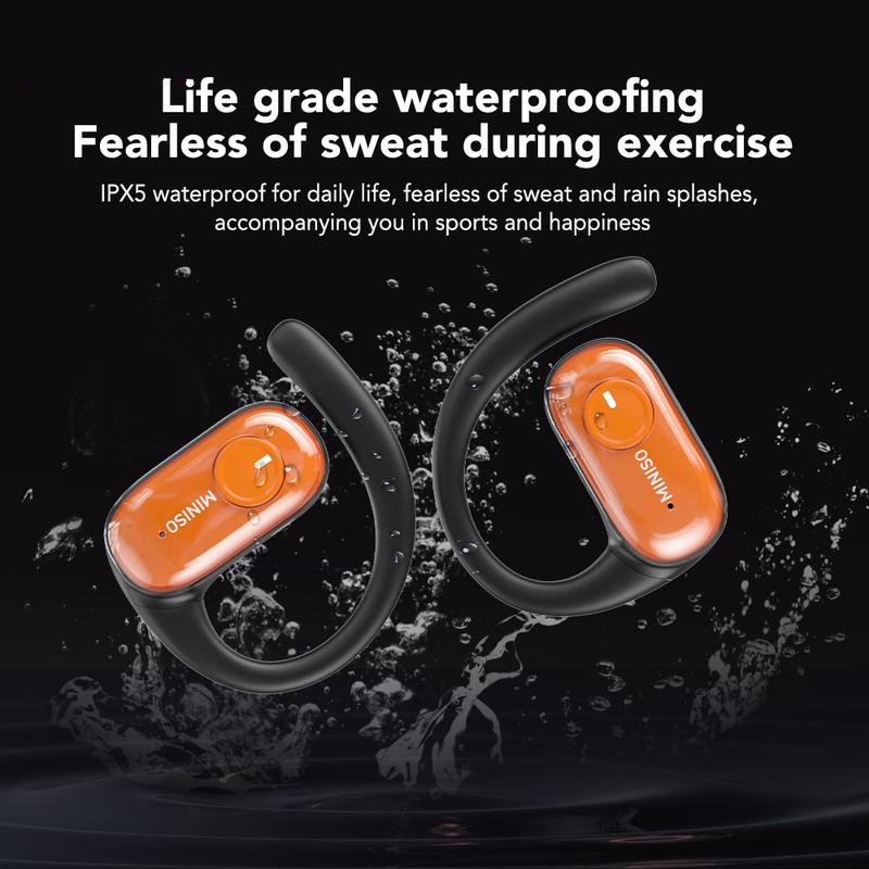 G-OUSSVE｜MINISO MS185 OWS Open Ear Wireless Bluetooth Earbuds Quicksand Luminous Headphones HIFI Sound Quality Sports Headphones IPX5 Waterproof With microphone