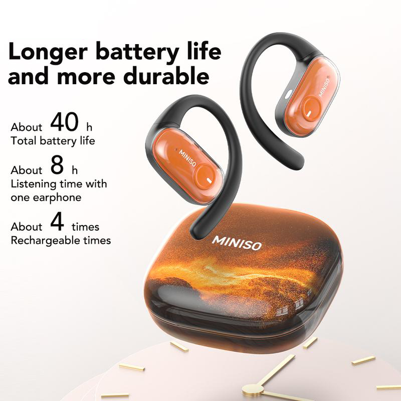 G-OUSSVE｜MINISO MS185 OWS Open Ear Wireless Bluetooth Earbuds Quicksand Luminous Headphones HIFI Sound Quality Sports Headphones IPX5 Waterproof With microphone
