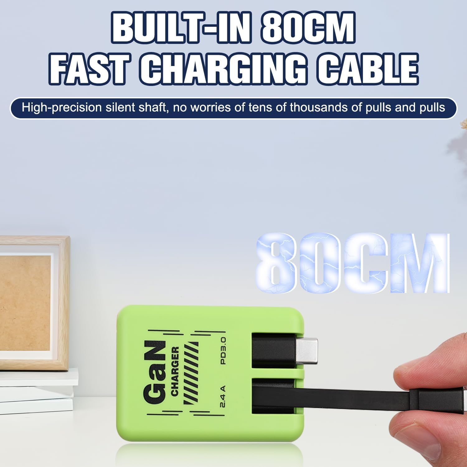 G-OUSSVE Smart Charger, 2 in 1 W&O 120w Fast Charger, Retractable Wall Fast Charger, Portable Charger with All in 1 Foldable Plug, Fast Charging Power Adapter for Smartphones