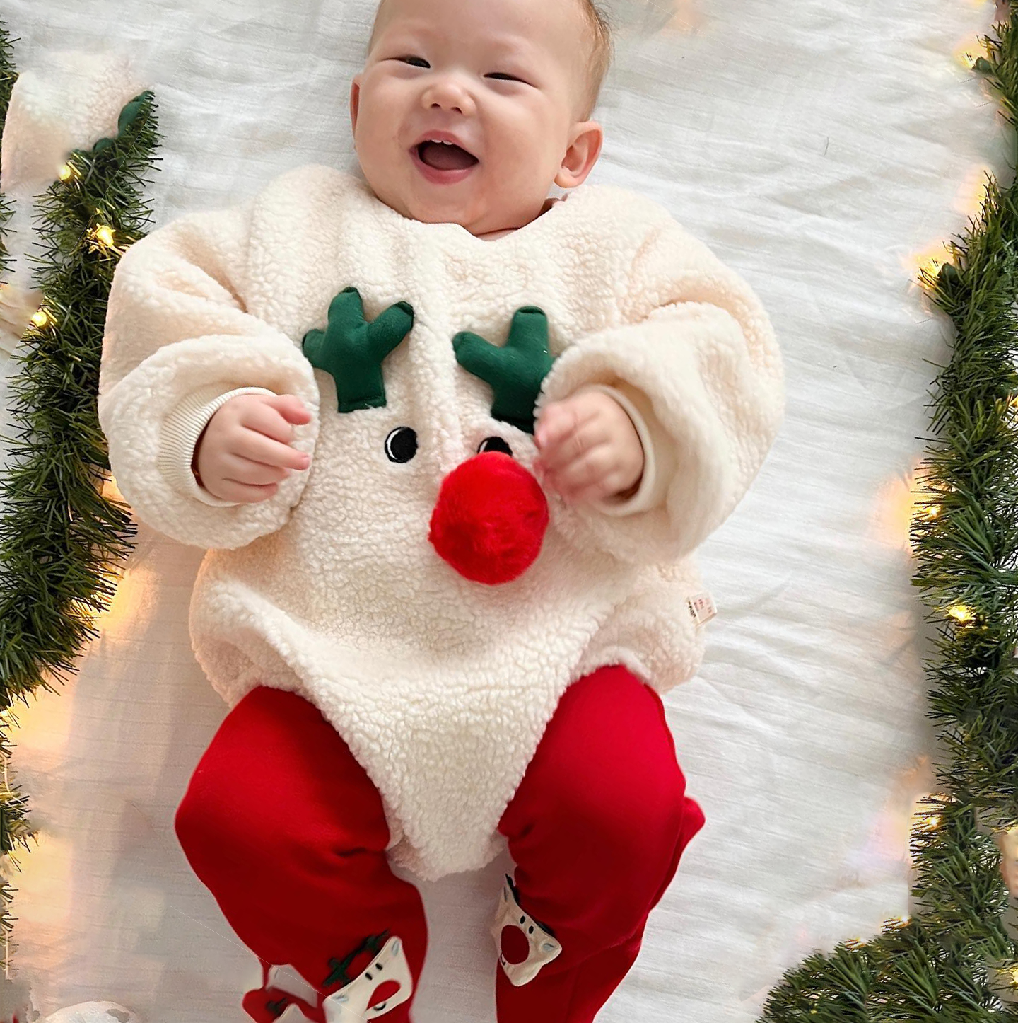 Baby Christmas Romper With Hat Socks
